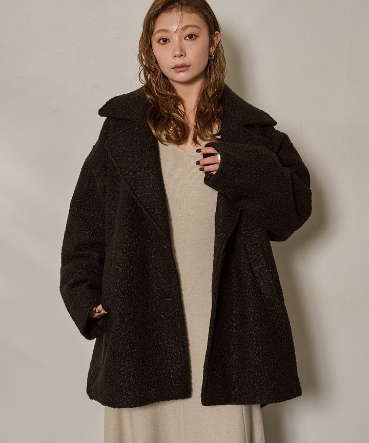 (eliuu)Loop Tweed Jacket Coat