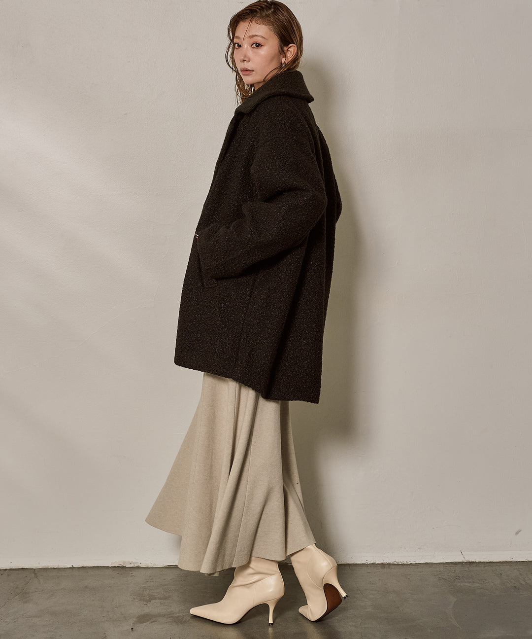 (eliuu)Loop Tweed Jacket Coat