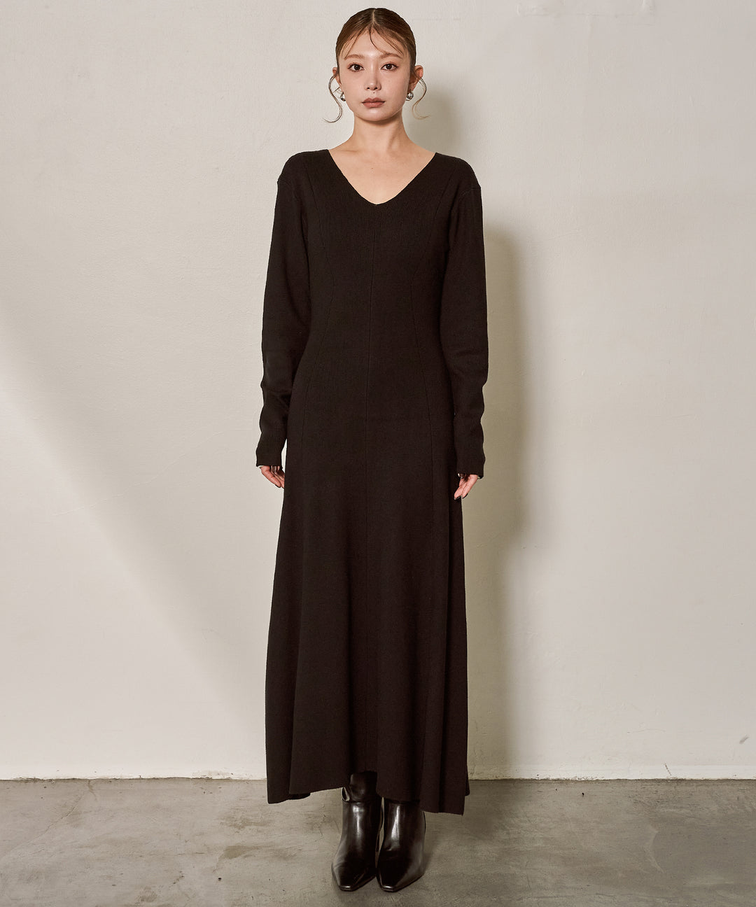 (eliuu)Shape Flare Knit Onepiece