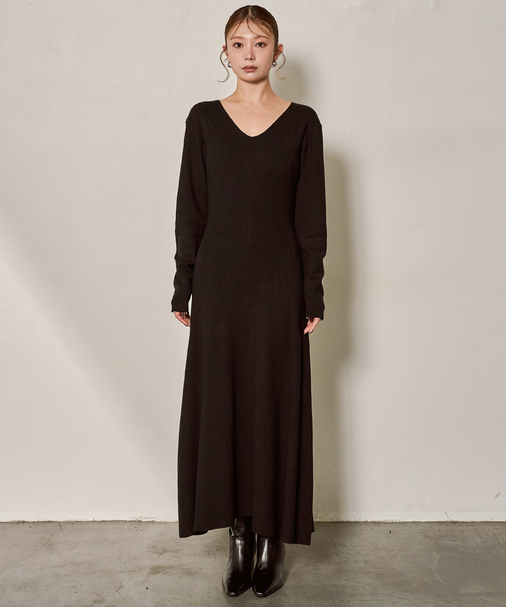 (eliuu)Shape Flare Knit Onepiece