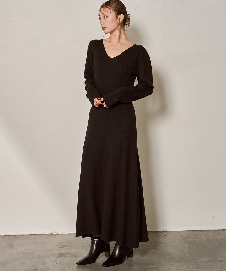 (eliuu)Shape Flare Knit Onepiece