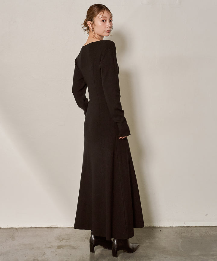 (eliuu)Shape Flare Knit Onepiece