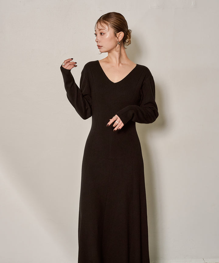 (eliuu)Shape Flare Knit Onepiece