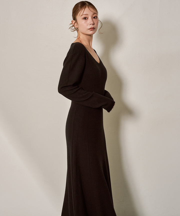 (eliuu)Shape Flare Knit Onepiece