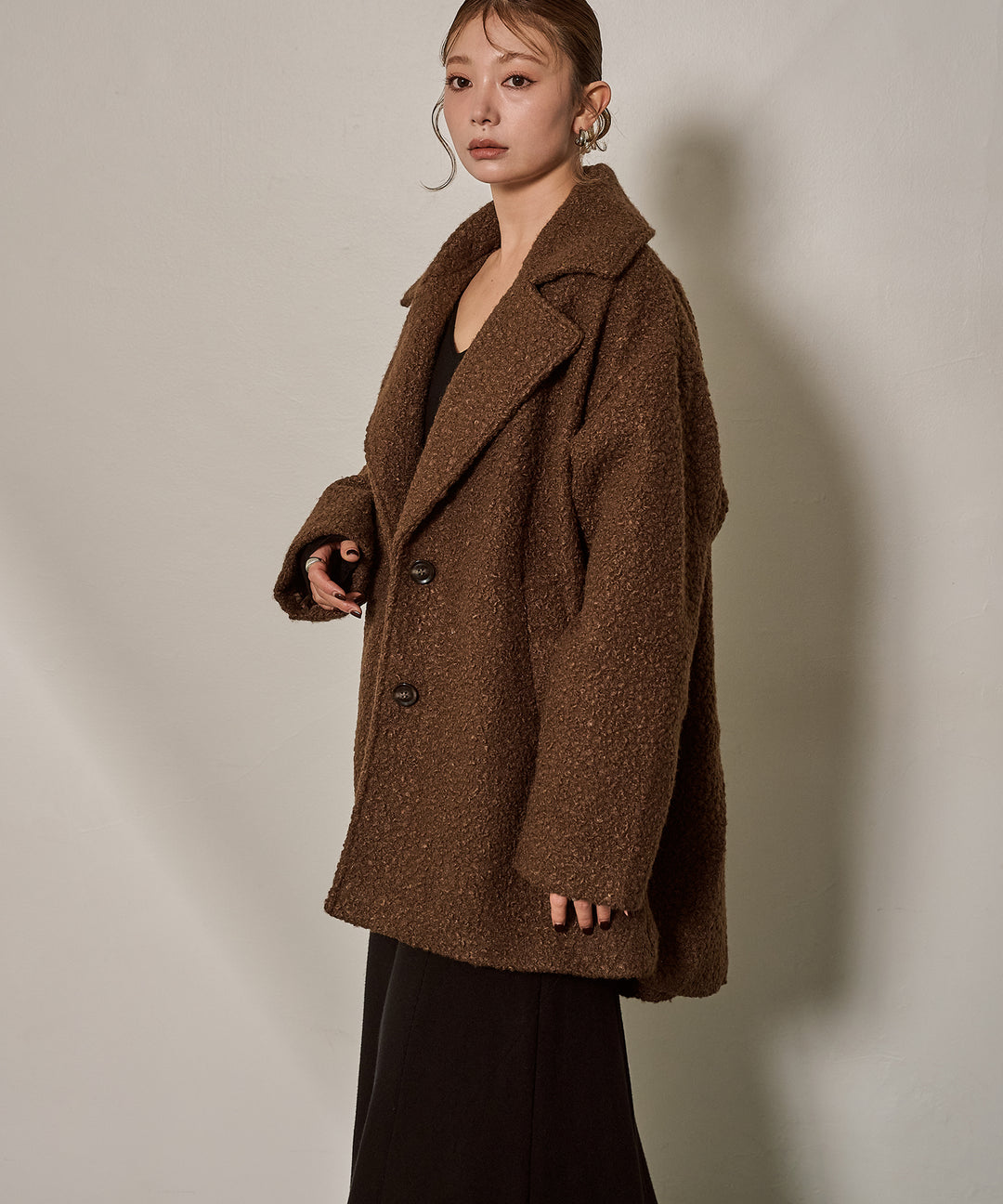 (eliuu)Loop Tweed Jacket Coat