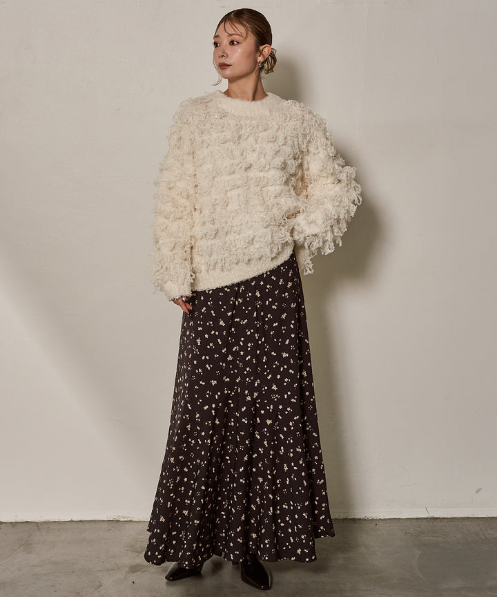 (eliuu)Floral Semi Flare Skirt