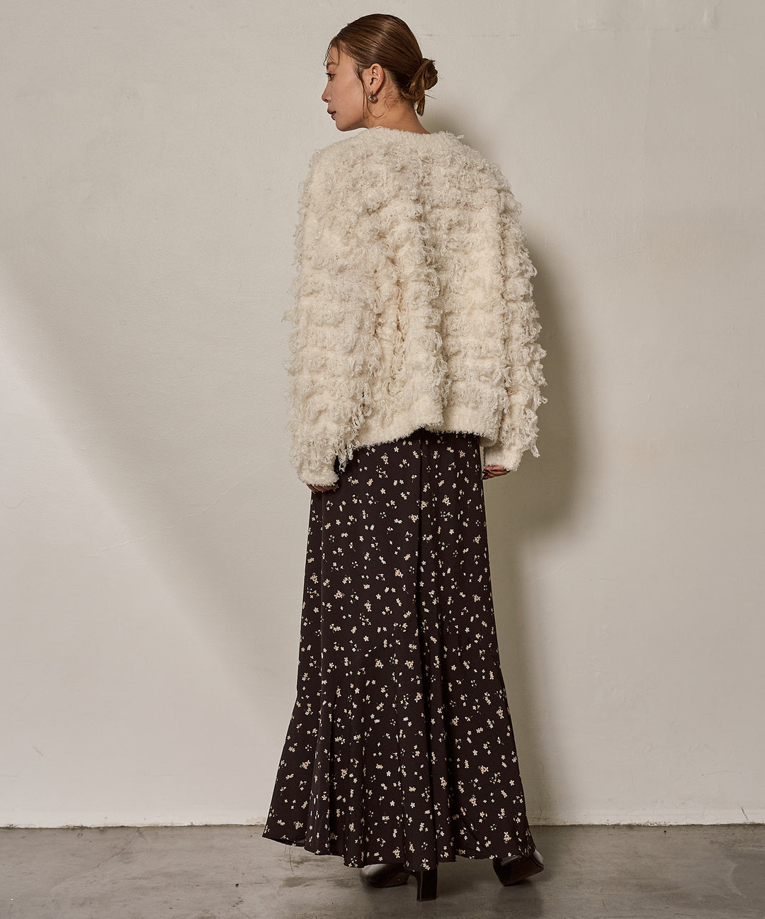 (eliuu)Floral Semi Flare Skirt