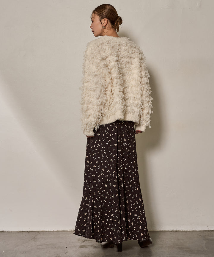 (eliuu)Floral Semi Flare Skirt