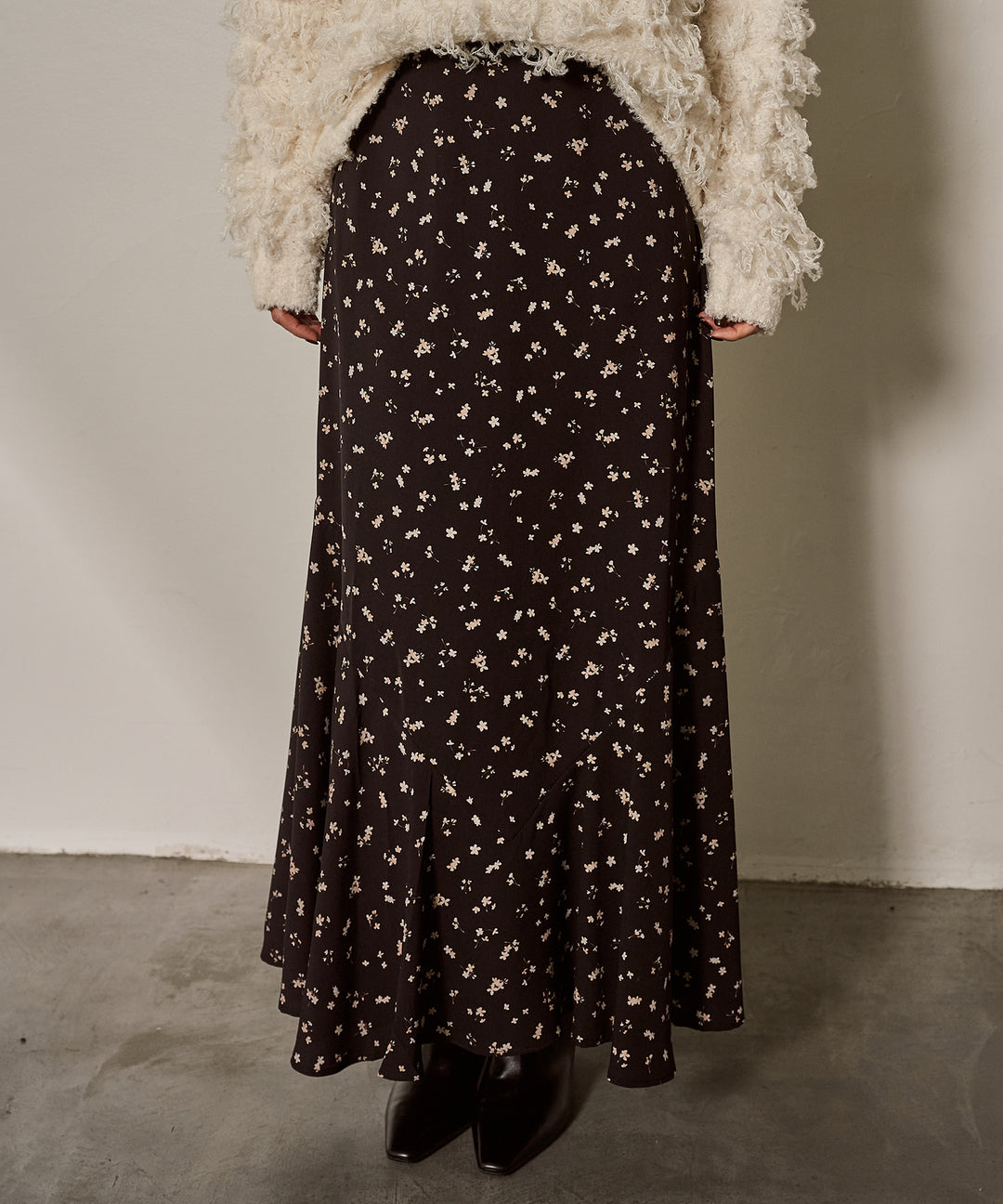 (eliuu)Floral Semi Flare Skirt