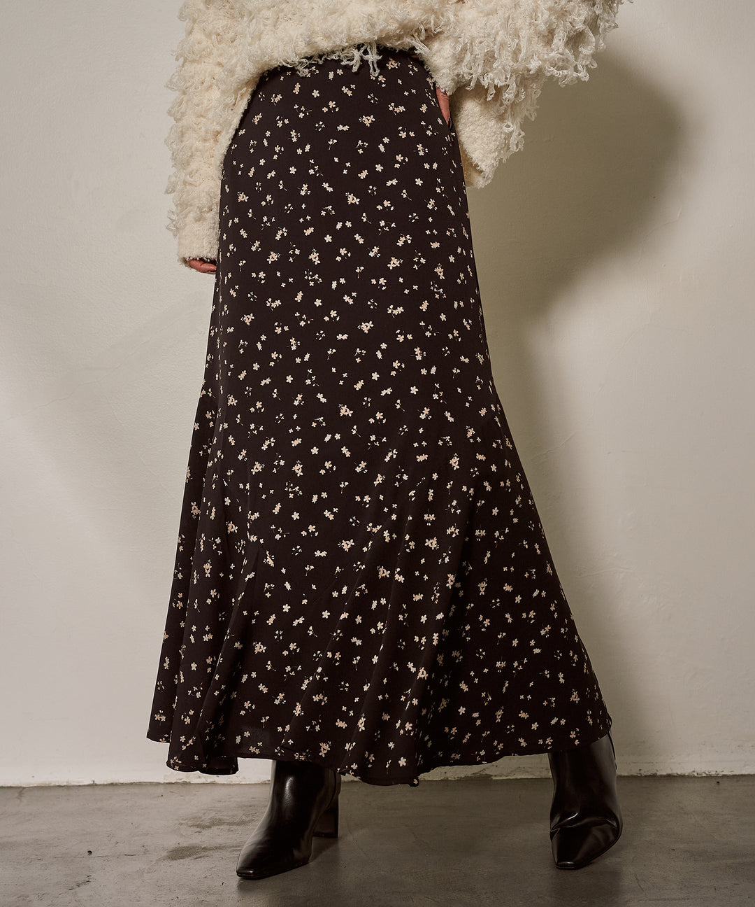 (eliuu)Floral Semi Flare Skirt