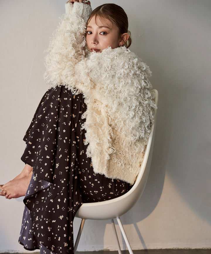 (eliuu)Floral Semi Flare Skirt