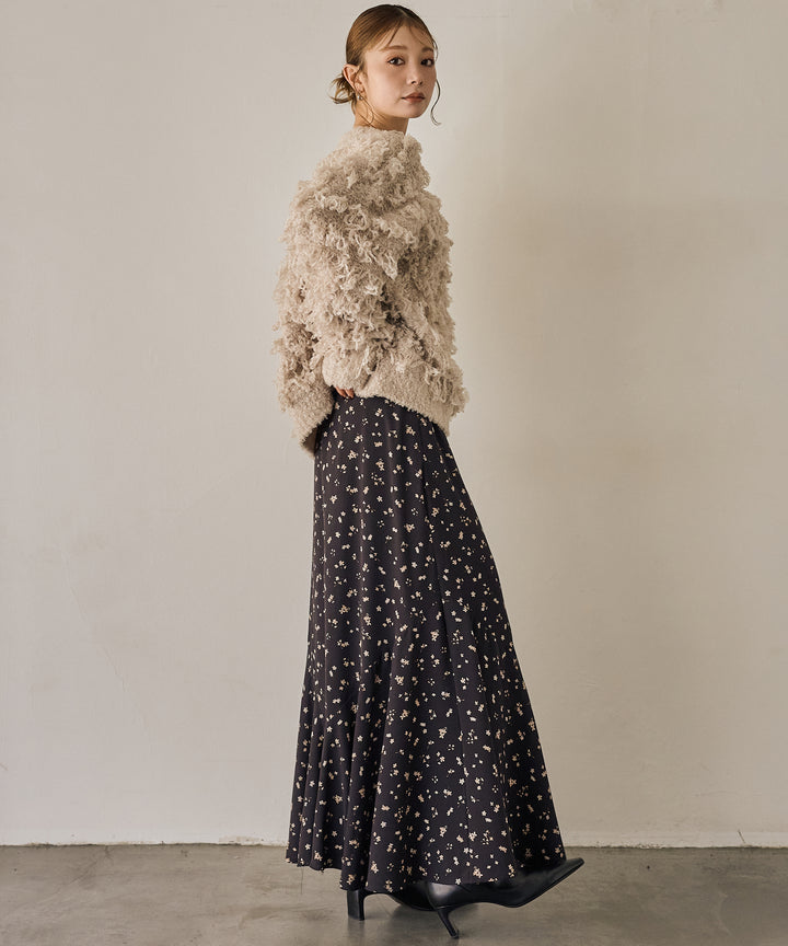 (eliuu)Floral Semi Flare Skirt