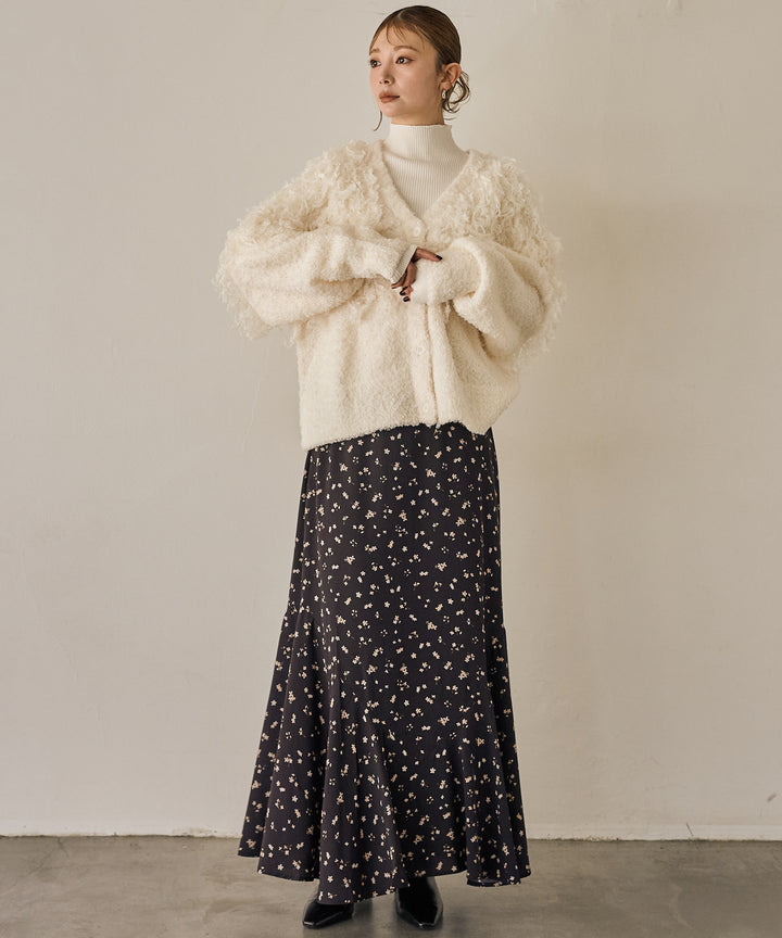 (eliuu)Floral Semi Flare Skirt