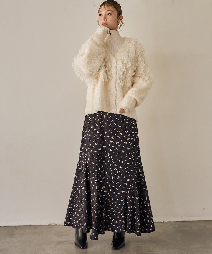 (eliuu)Floral Semi Flare Skirt