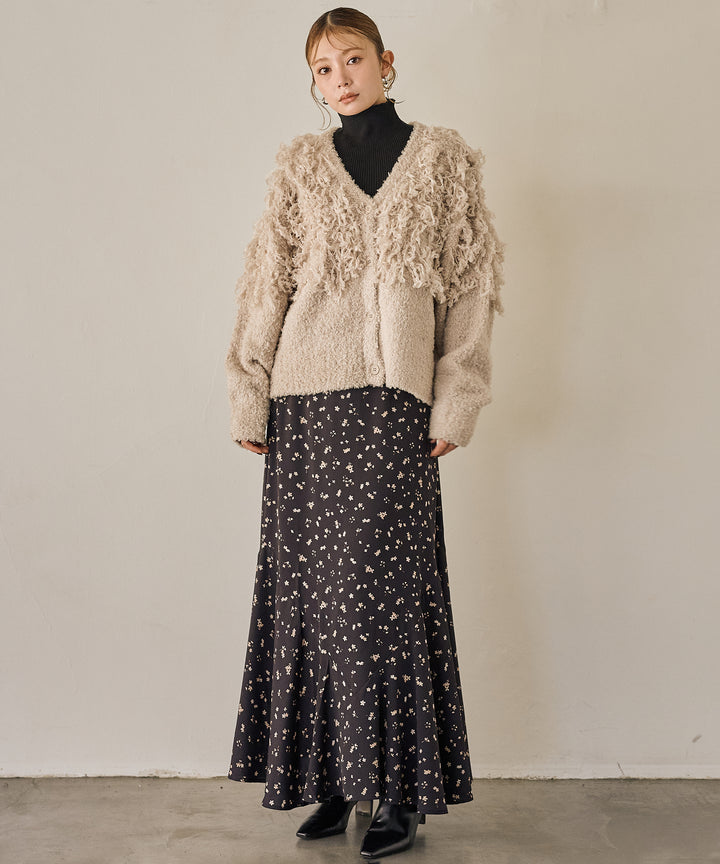 (eliuu)Floral Semi Flare Skirt