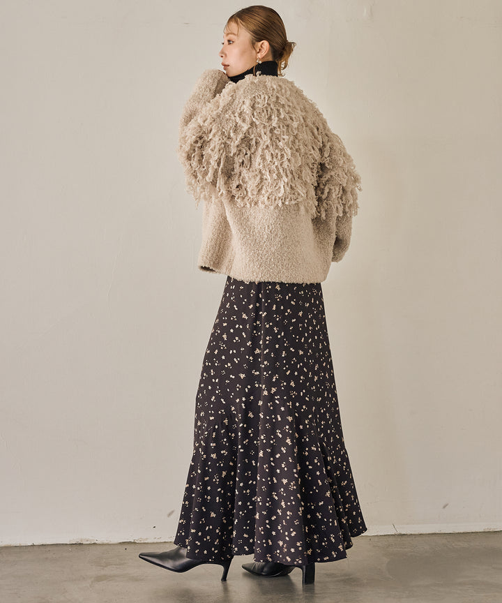 (eliuu)Floral Semi Flare Skirt