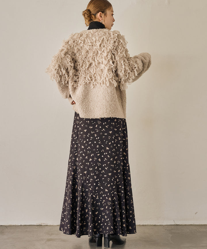 [SET]Teddy Loop C/D Knit+Floral Semi Flare Skirt