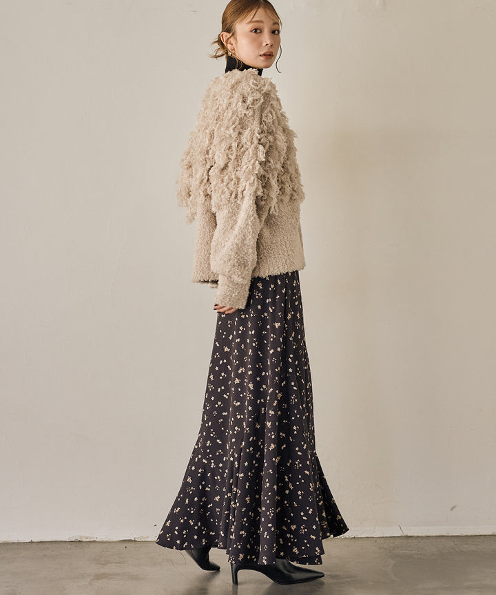 [SET]Teddy Loop C/D Knit+Floral Semi Flare Skirt