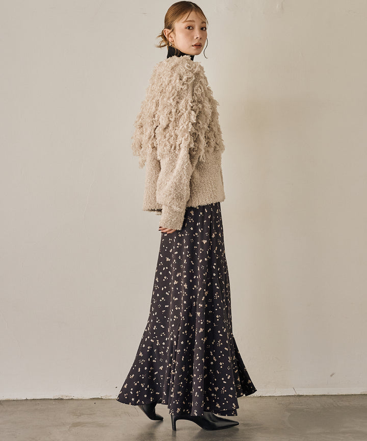 (eliuu)Floral Semi Flare Skirt