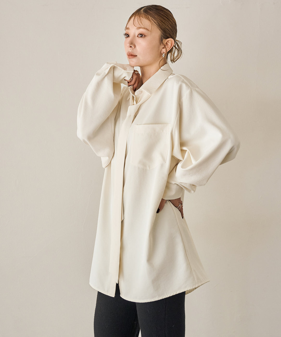 (eliuu)Bow Tie Over Shirt