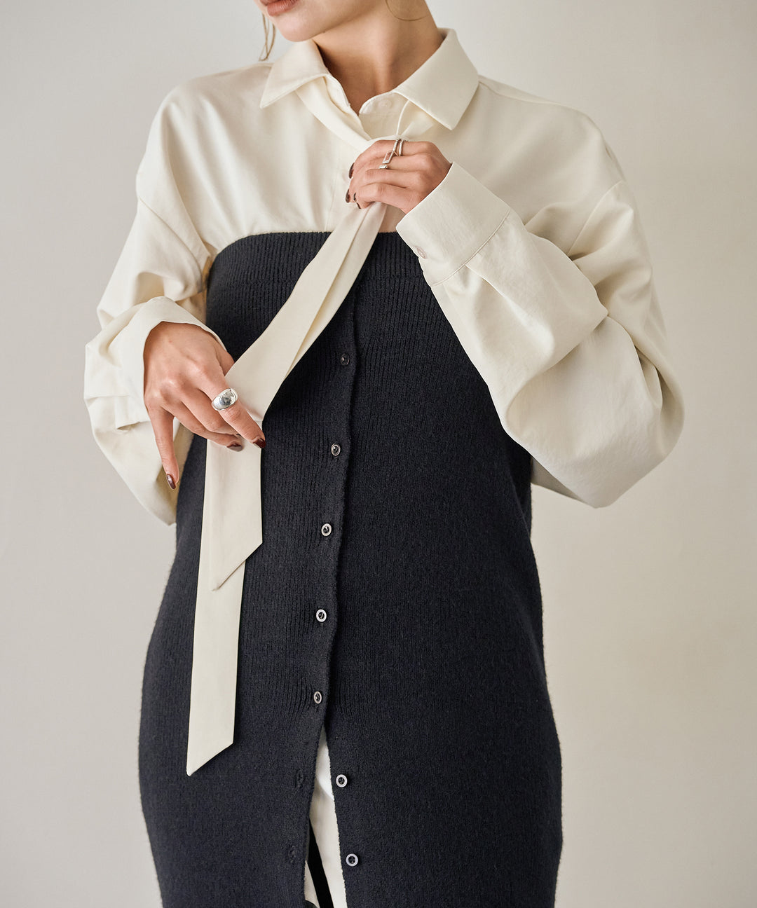 (eliuu)Bow Tie Over Shirt