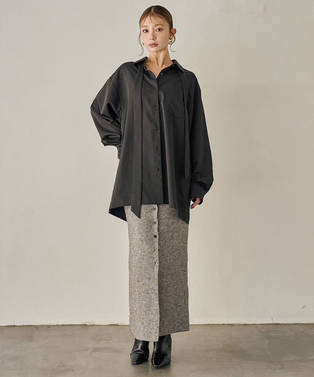 (eliuu)Bow Tie Over Shirt