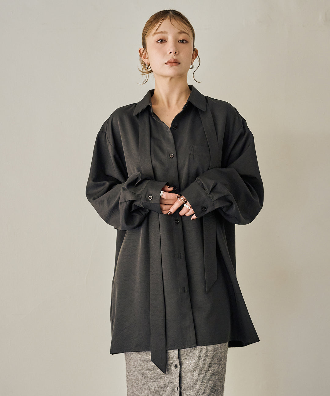 (eliuu)Bow Tie Over Shirt