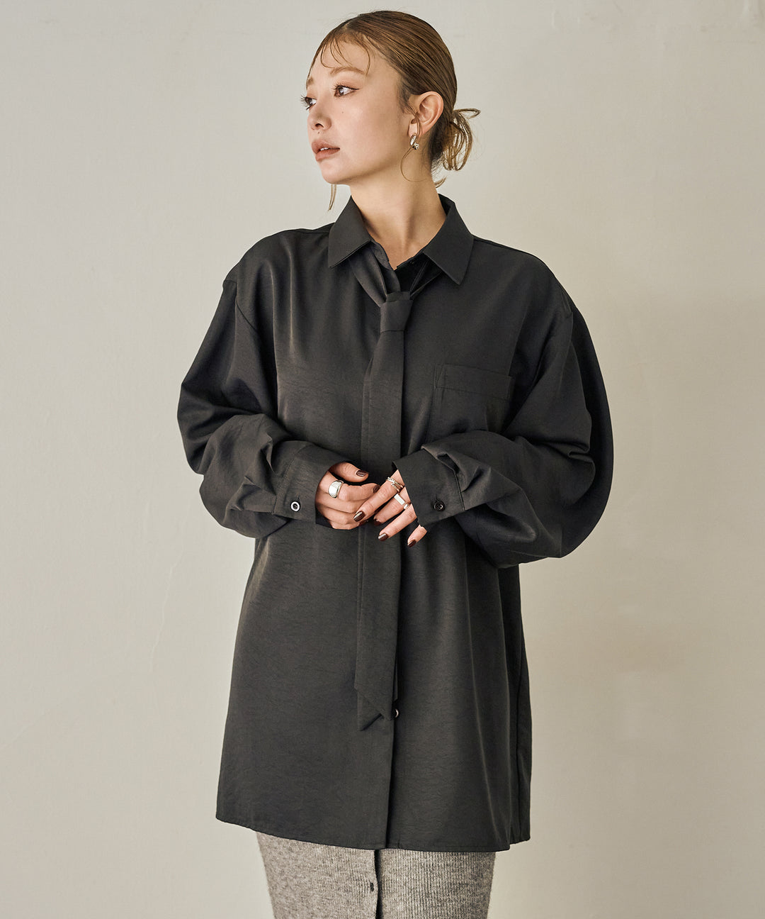 (eliuu)Bow Tie Over Shirt