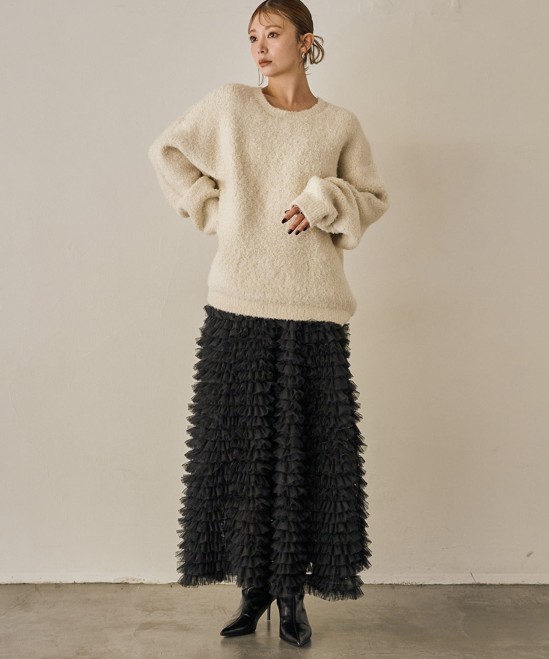 (eliuu)Boucle Wide Knit Tunic