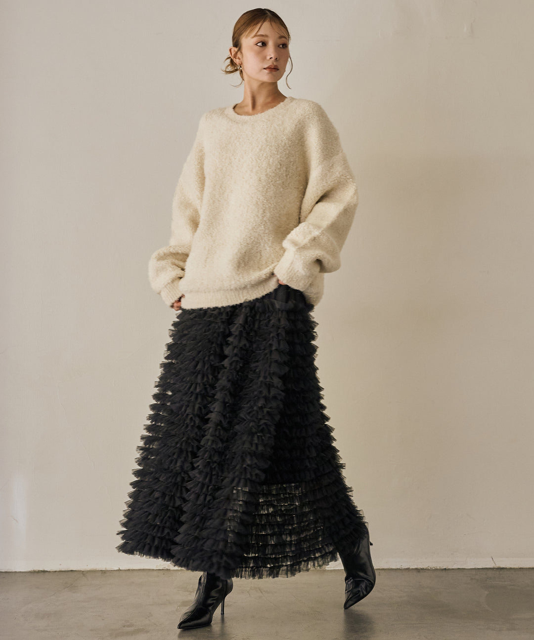 (eliuu)Boucle Wide Knit Tunic