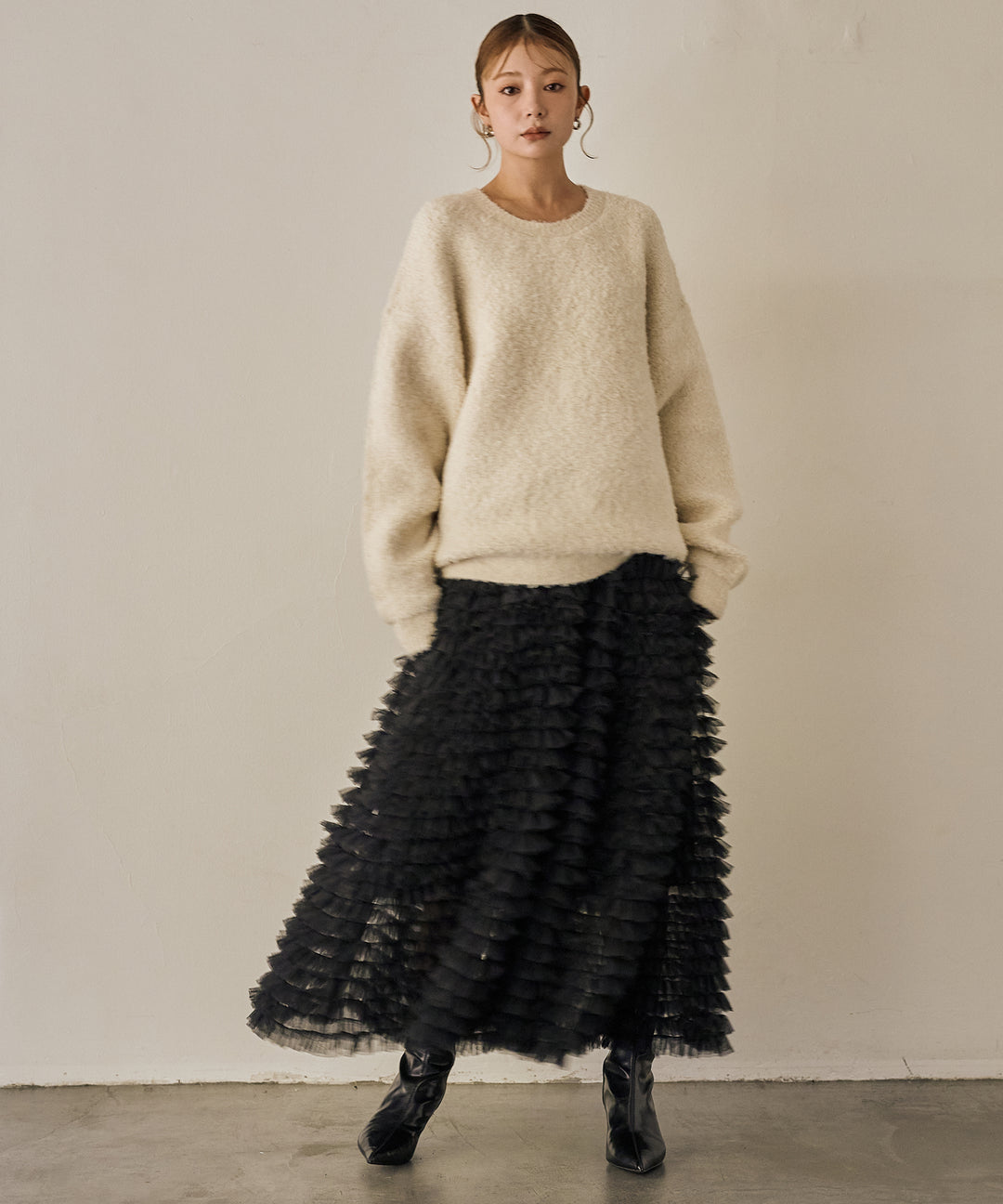 (eliuu)Boucle Wide Knit Tunic