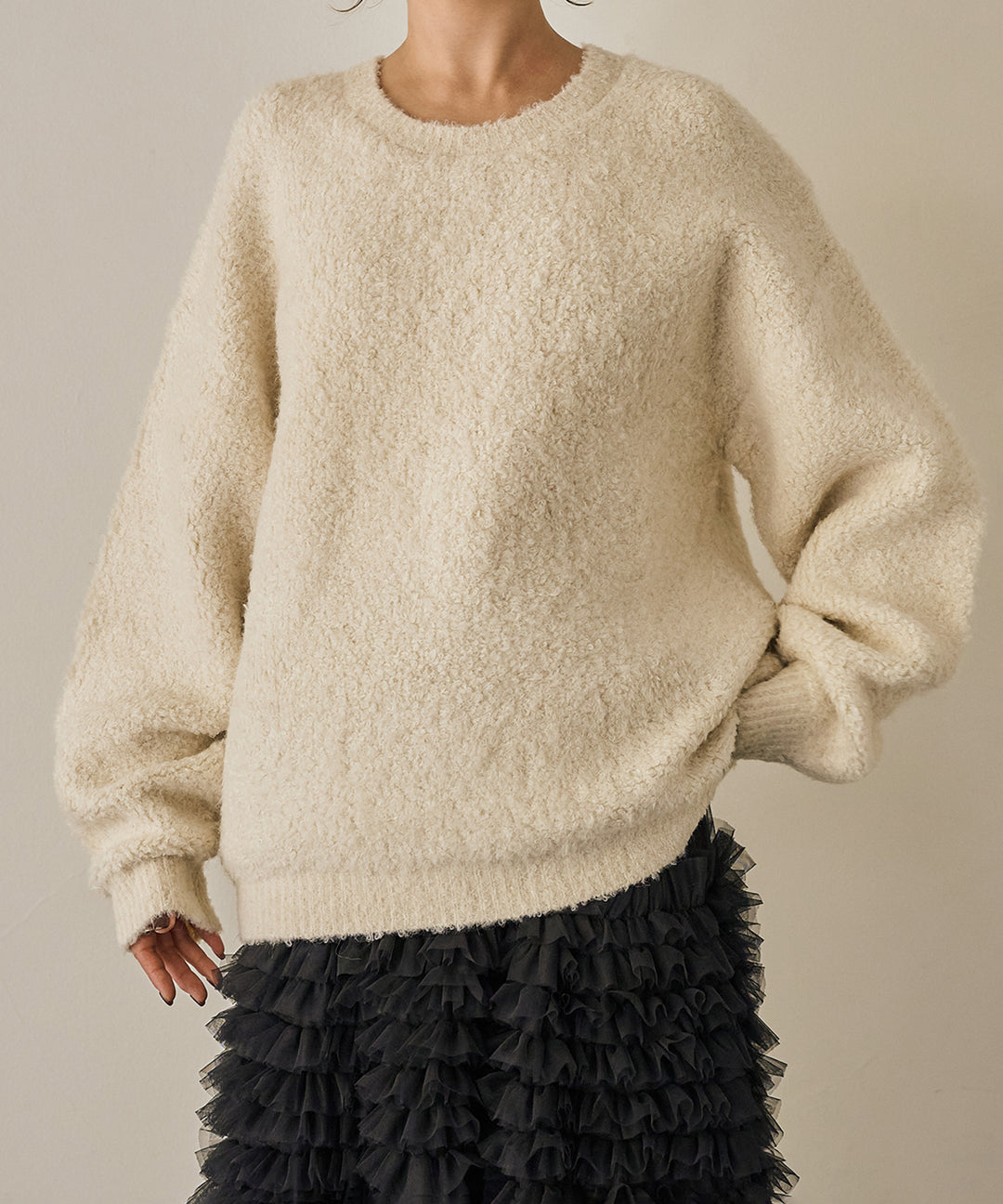 (eliuu)Boucle Wide Knit Tunic