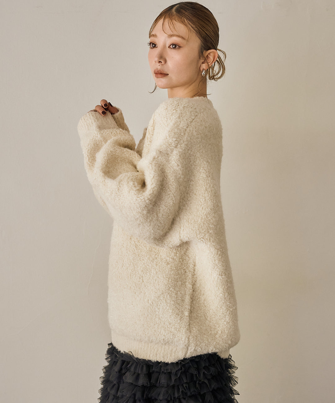 (eliuu)Boucle Wide Knit Tunic