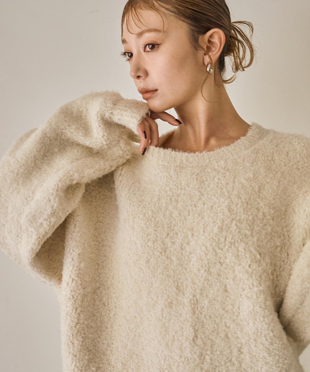 (eliuu)Boucle Wide Knit Tunic