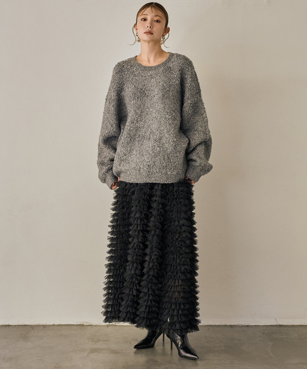 (eliuu)Boucle Wide Knit Tunic