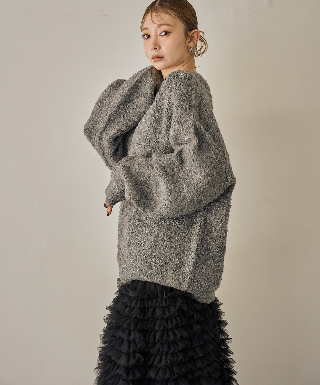 (eliuu)Boucle Wide Knit Tunic