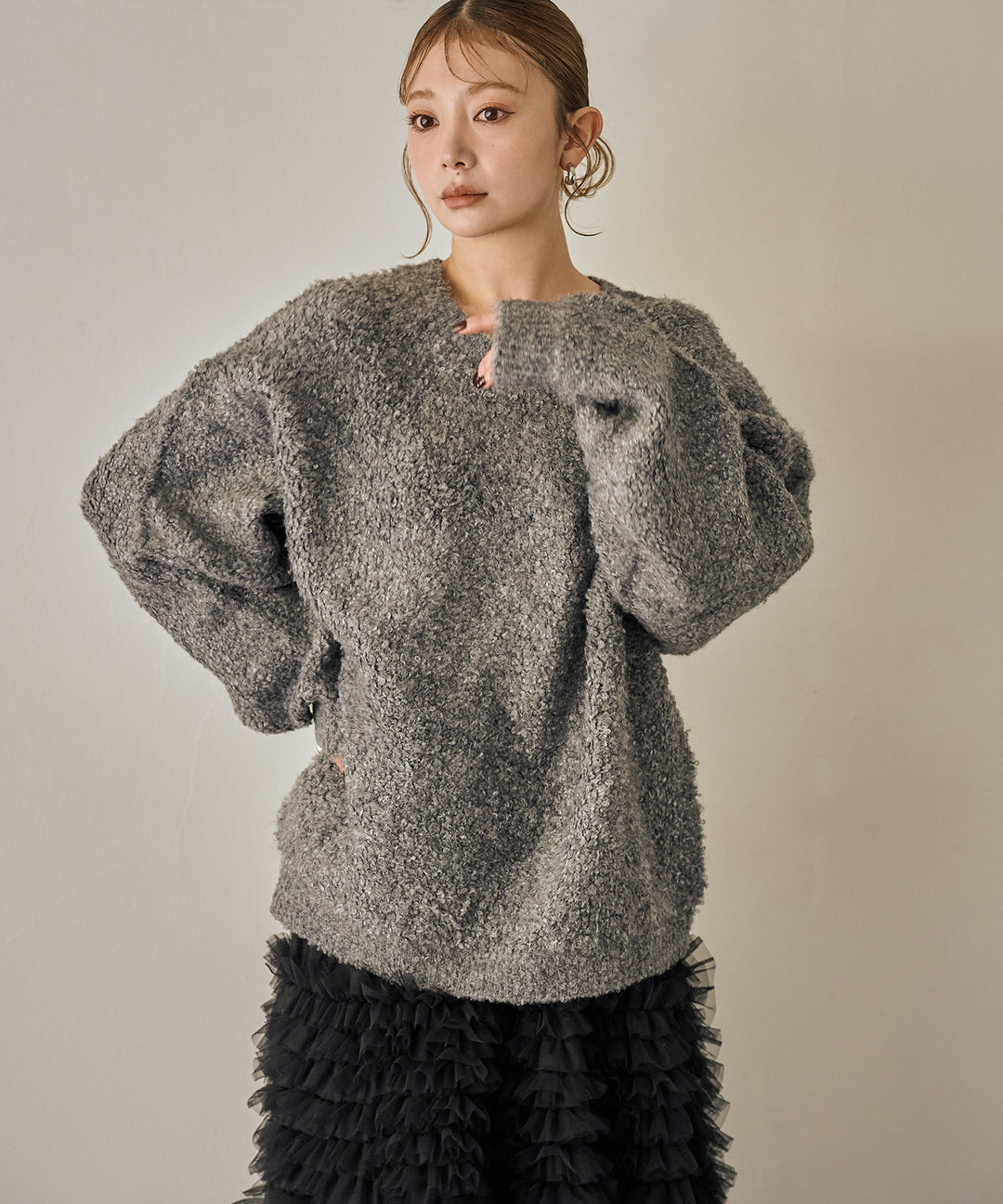 (eliuu)Boucle Wide Knit Tunic