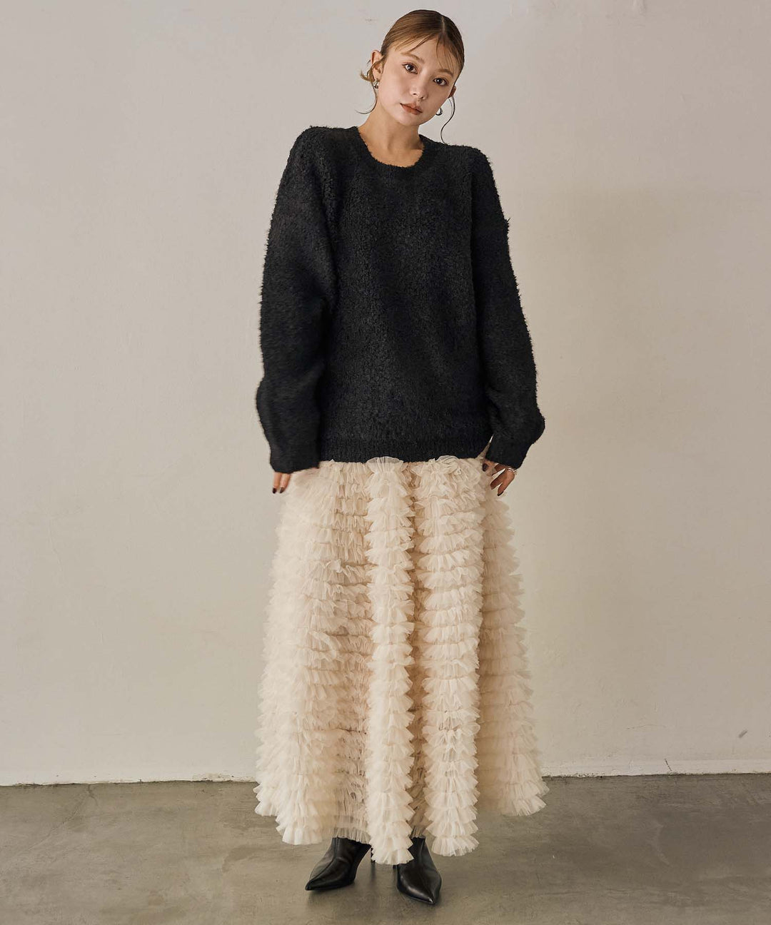 (eliuu)Boucle Wide Knit Tunic