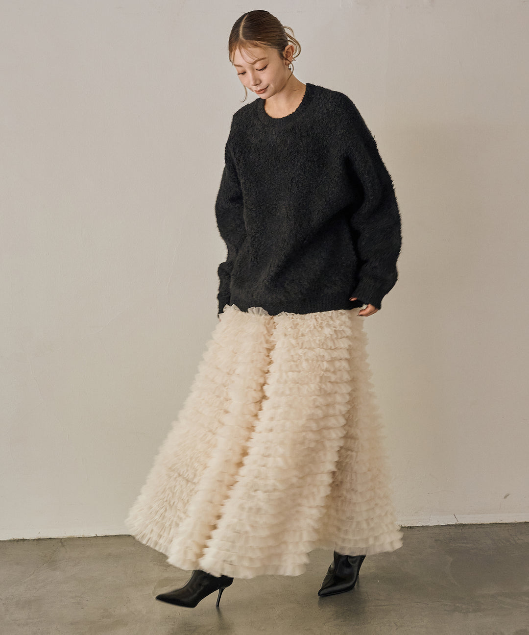 (eliuu)Boucle Wide Knit Tunic