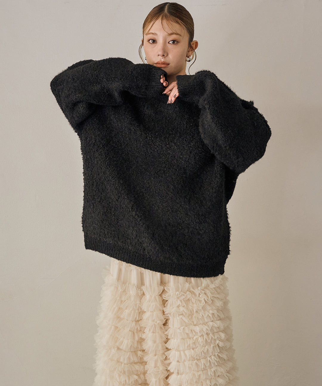 (eliuu)Boucle Wide Knit Tunic