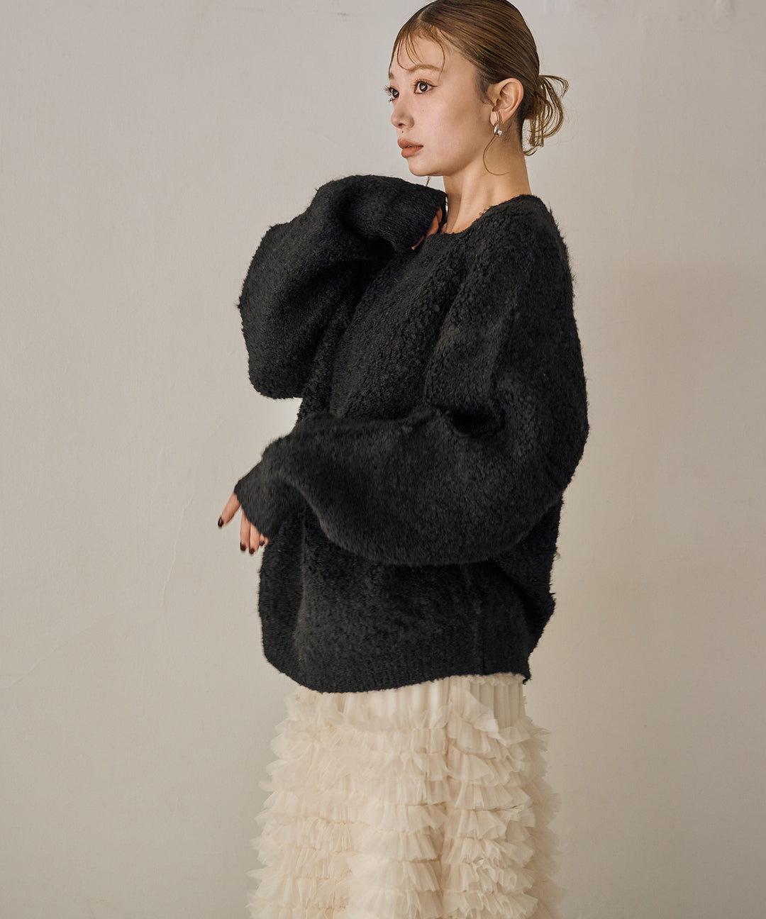 (eliuu)Boucle Wide Knit Tunic