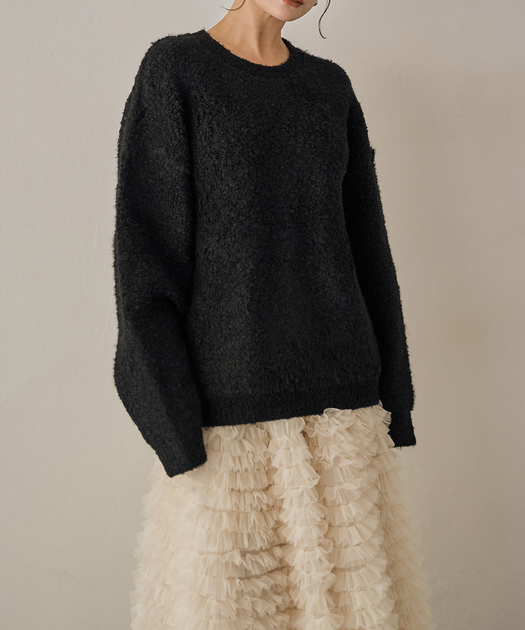 (eliuu)Boucle Wide Knit Tunic