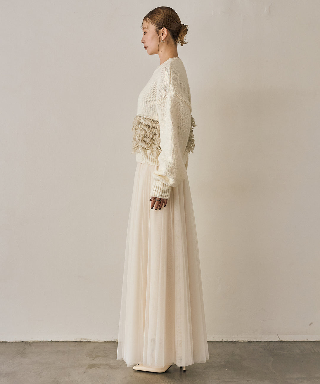 (eliuu)Tulle Layer Drape Skirt