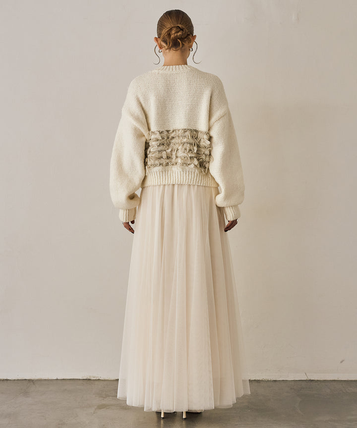 (eliuu)Tulle Layer Drape Skirt