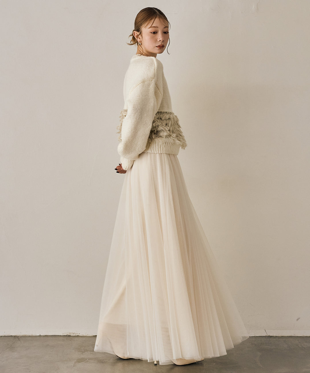 (eliuu)Tulle Layer Drape Skirt