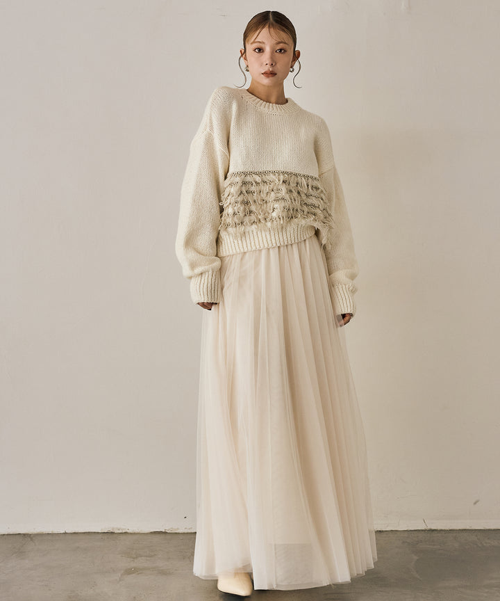 (eliuu)Tulle Layer Drape Skirt