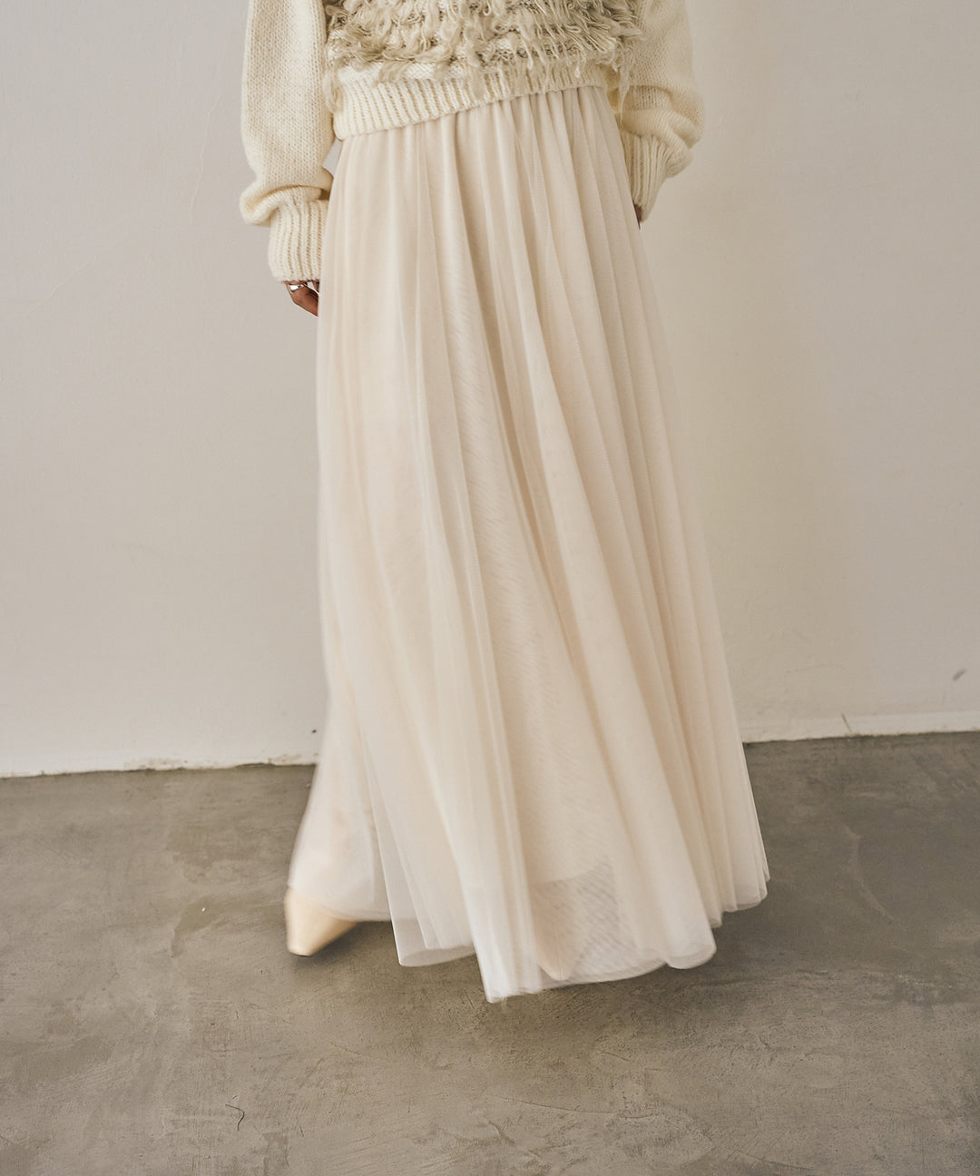 (eliuu)Tulle Layer Drape Skirt