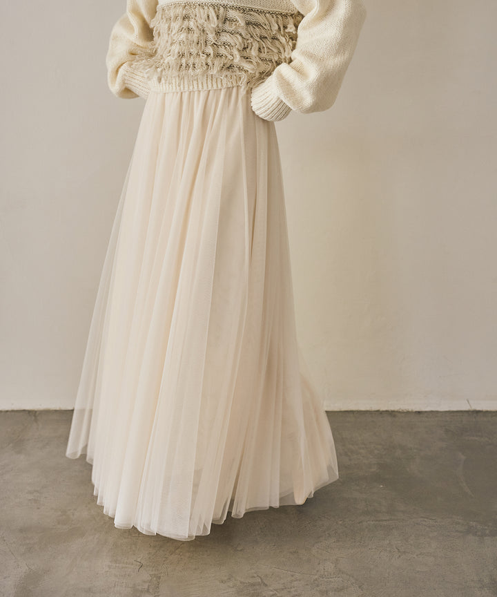 (eliuu)Tulle Layer Drape Skirt