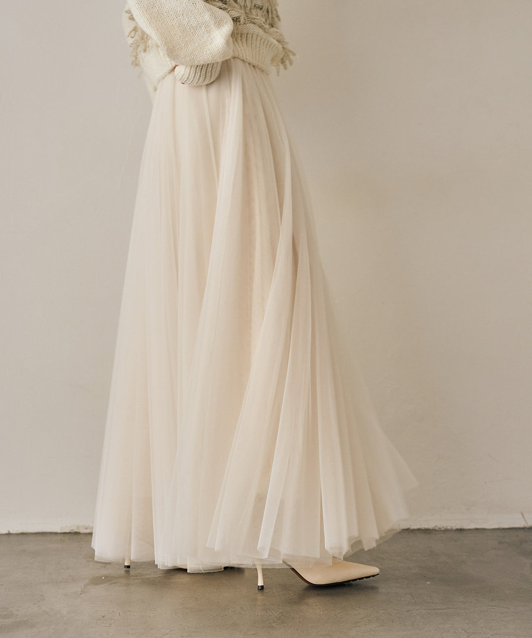 (eliuu)Tulle Layer Drape Skirt