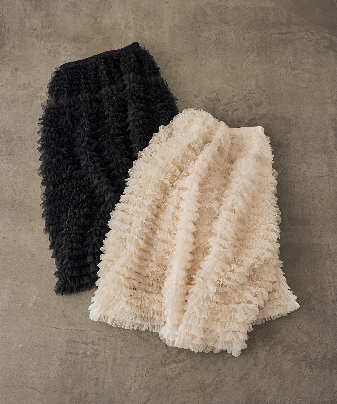 [SET]Boucle Wide Knit Tunic+Verbena Pin Tulle Skirt